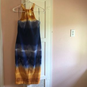 H&M blue & yellow fitted drress